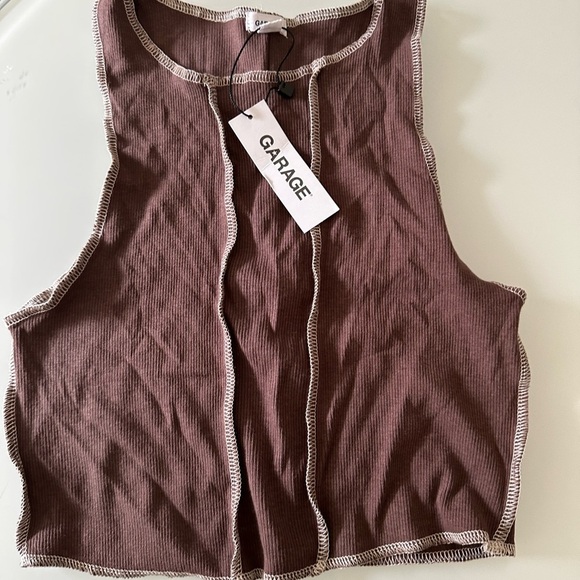 Garage Brown Crop Cut Out Tank Top - Picture 1 of 1